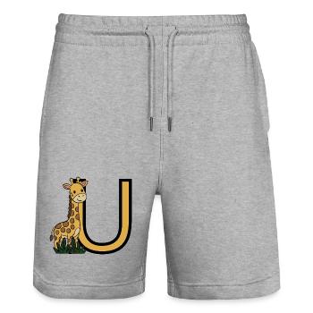 Giraffe im UBogen Cartoon - Stanley/Stella Unisex Bio Joggingshorts Trainer  - Grau meliert - Vorne - Nik (191cm) & Marisol (170cm)