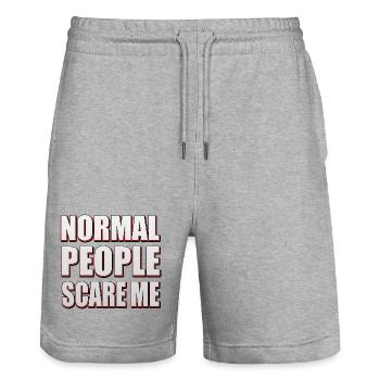 Normal people scare me - Statement Design - Stanley/Stella Unisex Bio Joggingshorts Trainer  - Grau meliert - Vorne - Nik (191cm) & Marisol (170cm)
