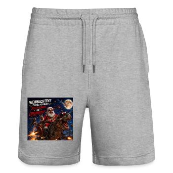 Liefernacht Weihnachtsmann Dino Humor Spruch Wild - Stanley/Stella Unisex Bio Joggingshorts Trainer  - Grau meliert - Vorne - Nik (191cm) & Marisol (170cm)