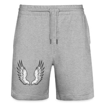 angel wings - Stanley/Stella Unisex Bio Joggingshorts Trainer  - Grau meliert - Vorne - Nik (191cm) & Marisol (170cm)