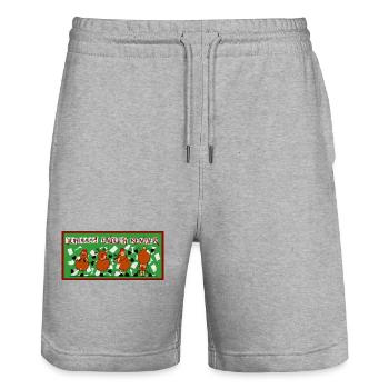 juhuuuu endlich Rentier - Stanley/Stella Unisex Bio Joggingshorts Trainer  - Grau meliert - Vorne - Nik (191cm) & Marisol (170cm)