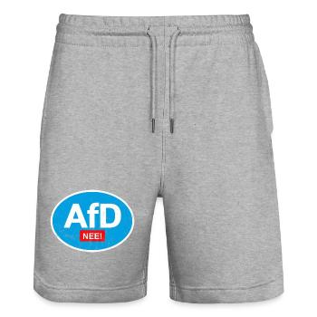 ANTI AFD NEE STICKER - Stanley/Stella Unisex Bio Joggingshorts Trainer  - Grau meliert - Vorne - Nik (191cm) & Marisol (170cm)