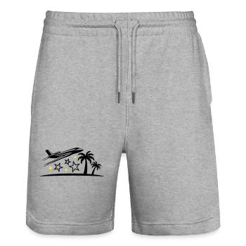 Vacances Avion Plage - Short de jogging bio TRAINER Stanley/Stella unisexe - gris chiné - Devant - Nik (191cm) & Marisol (170cm)