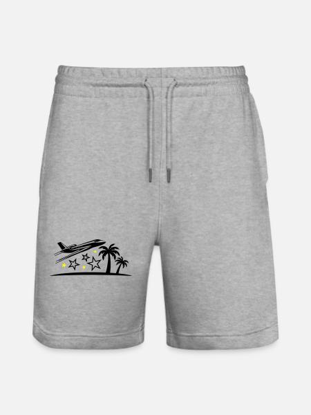 Urlaub Flugzeug Strand - Stanley/Stella Unisex Bio Joggingshorts Trainer - Grau meliert
