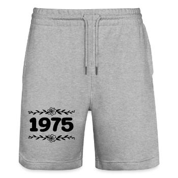 1975 Vintage 1975 Retro 1975 Anniversary 1975 - Stanley/Stella Trainer Unisex Organic Jogging Shorts - heather grey - Front - Nik (191cm) & Marisol (170cm)