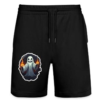Spirit - Stanley/Stella Trainer Unisex Organic Jogging Shorts - black - Front - Nik (191cm) & Marisol (170cm)