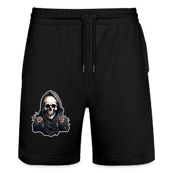 Mort avec des roses et Cape Halloween - Short de jogging bio TRAINER Stanley/Stella unisexe - noir - Devant - Nik (191cm) & Marisol (170cm)