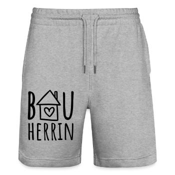 Bauherrin (Farbwechsel / Farbe änderbar) - Stanley/Stella Unisex Bio Joggingshorts Trainer  - Grau meliert - Vorne - Nik (191cm) & Marisol (170cm)