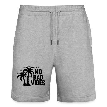 NO BAD VIBES HOLIDAY JOY - Stanley/Stella Trainer Unisex Organic Jogging Shorts - heather grey - Front - Nik (191cm) & Marisol (170cm)