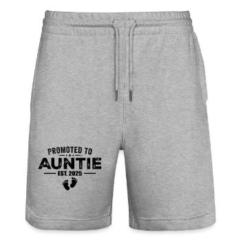 Promoted To Auntie 2025 Funny For New Auntie - Stanley/Stella Trainer Unisex Organic Jogging Shorts - heather grey - Front - Nik (191cm) & Marisol (170cm)