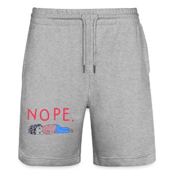Nope Funny Graphic Nope - Stanley/Stella Trainer Unisex Organic Jogging Shorts - heather grey - Front - Nik (191cm) & Marisol (170cm)