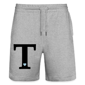 Buchstabe T Anfangsbuchstabe - Stanley/Stella Unisex Bio Joggingshorts Trainer  - Grau meliert - Vorne - Nik (191cm) & Marisol (170cm)