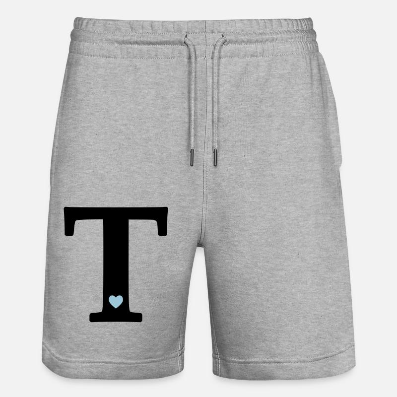 Buchstabe T Anfangsbuchstabe - Stanley/Stella Unisex Bio Joggingshorts Trainer  - Grau meliert