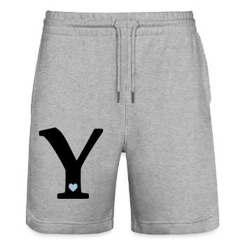 Letter Y Initial Letter - Stanley/Stella Trainer Unisex Organic Jogging Shorts - heather grey - Front - Nik (191cm) & Marisol (170cm)