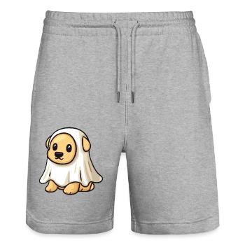 Golden Retriever Dog Halloween Ghost - Stanley/Stella Trainer Unisex Organic Jogging Shorts - heather grey - Front - Nik (191cm) & Marisol (170cm)