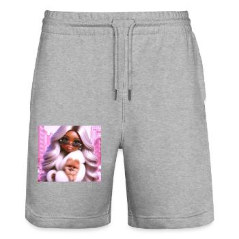 Lady - Stanley/Stella Trainer Unisex Organic Jogging Shorts - heather grey - Front - Nik (191cm) & Marisol (170cm)