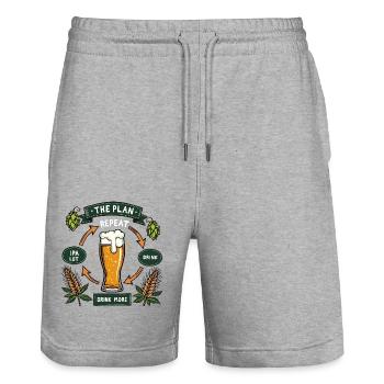 IPAlot when I drink - The Plan for the evening - Stanley/Stella Unisex Bio Joggingshorts Trainer  - Grau meliert - Vorne - Nik (191cm) & Marisol (170cm)