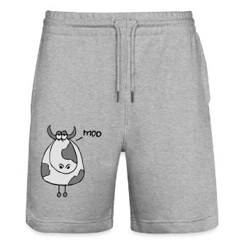 Drôle Moo Cow Moo Comic Cartoon Cattle Moo - Short de jogging bio TRAINER Stanley/Stella unisexe - gris chiné - Devant - Nik (191cm) & Marisol (170cm)