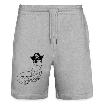 gecko pirate sailor capitaen seaman seebaer sc - Stanley/Stella Trainer Unisex Organic Jogging Shorts - heather grey - Front - Nik (191cm) & Marisol (170cm)