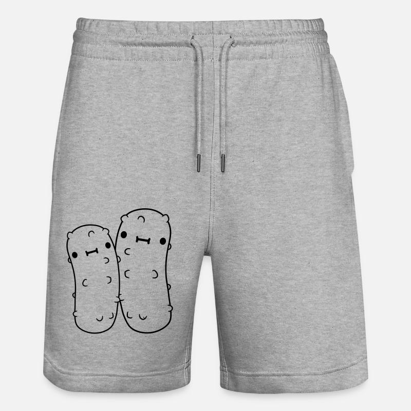 team 2 small cucumbers with - Stanley/Stella Trainer Unisex Organic Jogging Shorts - heather grey