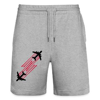 2 blood drops chemtrails graffiti stamp line airpl - Stanley/Stella Trainer Unisex Organic Jogging Shorts - heather grey - Front - Nik (191cm) & Marisol (170cm)