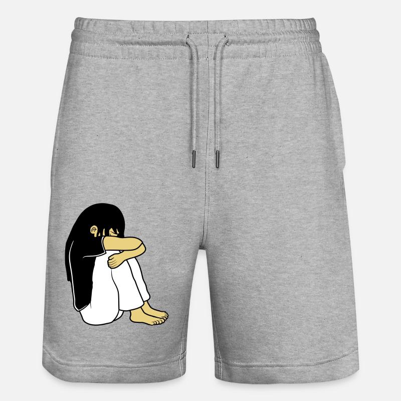 Fille assise triste - Short de jogging bio TRAINER Stanley/Stella unisexe - gris chiné