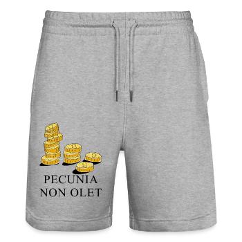 geld stinkt nicht latein schwarz - Stanley/Stella Unisex Bio Joggingshorts Trainer  - Grau meliert - Vorne - Nik (191cm) & Marisol (170cm)