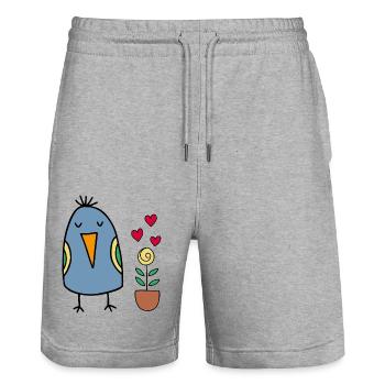 Source - Short de jogging bio TRAINER Stanley/Stella unisexe - gris chiné - Devant - Nik (191cm) & Marisol (170cm)