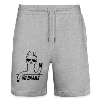 Lama No Drama - Stanley/Stella Trainer Unisex Organic Jogging Shorts - heather grey - Front - Nik (191cm) & Marisol (170cm)