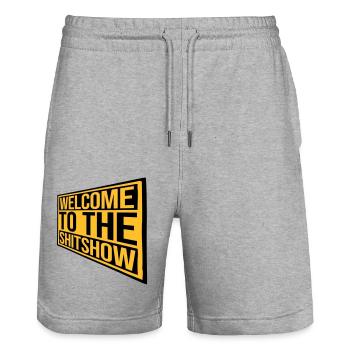 Sign Welcome Shitshow - Stanley/Stella Trainer Unisex Organic Jogging Shorts - heather grey - Front - Nik (191cm) & Marisol (170cm)