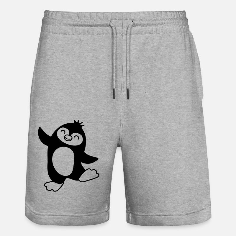 Mignon pingouin heureux dansant - Short de jogging bio TRAINER Stanley/Stella unisexe - gris chiné