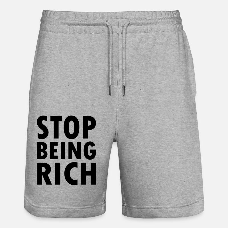 Stop being rich - Short de jogging bio TRAINER Stanley/Stella unisexe - gris chiné