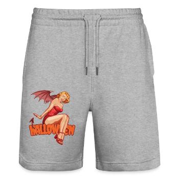 Halloween Vampire Lady Scary Trick or Treat Outfit - Stanley/Stella Trainer Unisex Organic Jogging Shorts - heather grey - Front - Nik (191cm) & Marisol (170cm)