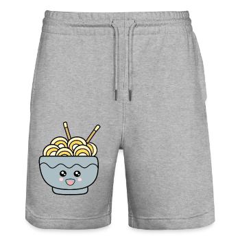 Nouilles Ramen Cuisine japonaise - Short de jogging bio TRAINER Stanley/Stella unisexe - gris chiné - Devant - Nik (191cm) & Marisol (170cm)