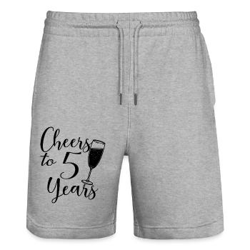 5th Wedding Anniversary Men Women Married Couple - Stanley/Stella Trainer Unisex Organic Jogging Shorts - heather grey - Front - Nik (191cm) & Marisol (170cm)
