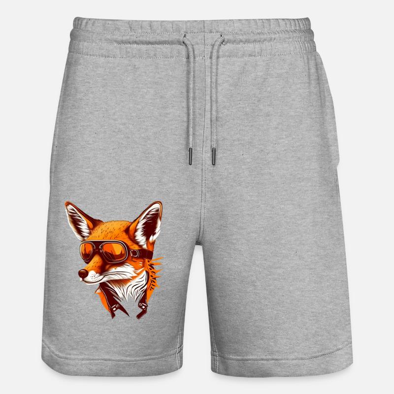 Fuchs mit Fliegerbrille - Stanley/Stella Unisex Bio Joggingshorts Trainer  - Grau meliert