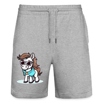 Tim das Pferd - Stanley/Stella Unisex Bio Joggingshorts Trainer  - Grau meliert - Vorne - Nik (191cm) & Marisol (170cm)