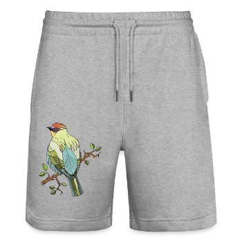 Vogel - Stanley/Stella Unisex Bio Joggingshorts Trainer  - Grau meliert - Vorne - Nik (191cm) & Marisol (170cm)