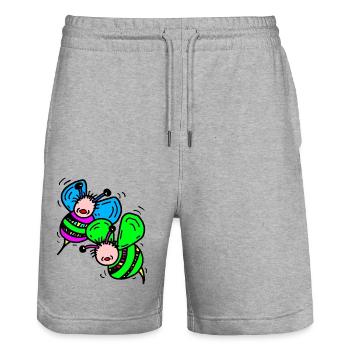 Abeilles - Short de jogging bio TRAINER Stanley/Stella unisexe - gris chiné - Devant - Nik (191cm) & Marisol (170cm)