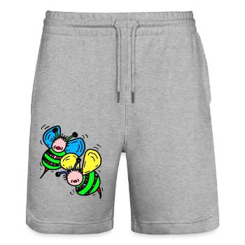 Bienen - Stanley/Stella Unisex Bio Joggingshorts Trainer  - Grau meliert - Vorne - Nik (191cm) & Marisol (170cm)