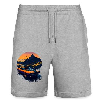 Klassischer Sportwagen - Stanley/Stella Unisex Bio Joggingshorts Trainer  - Grau meliert - Vorne - Nik (191cm) & Marisol (170cm)
