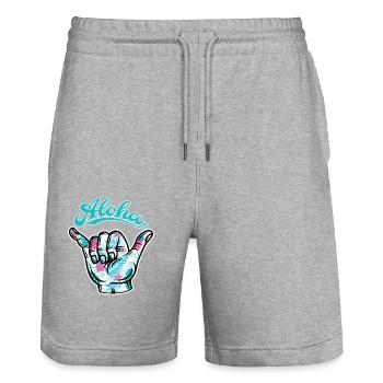1 Aloha Shaka - Stanley/Stella Trainer Unisex Organic Jogging Shorts - heather grey - Front - Nik (191cm) & Marisol (170cm)