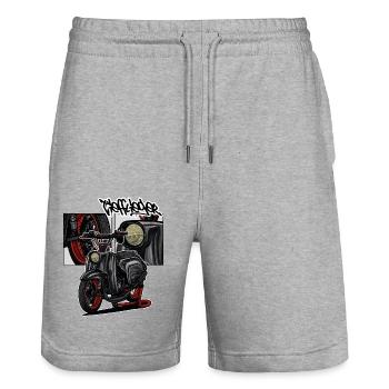 Schwalbe (black) // Illustration - Stanley/Stella Unisex Bio Joggingshorts Trainer  - Grau meliert - Vorne - Nik (191cm) & Marisol (170cm)