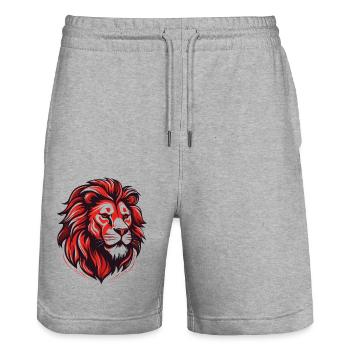 Red Lion from Luxemburg - Stanley/Stella Trainer Unisex Organic Jogging Shorts - heather grey - Front - Nik (191cm) & Marisol (170cm)