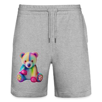 Ours en peluche multicolore - Short de jogging bio TRAINER Stanley/Stella unisexe - gris chiné - Devant - Nik (191cm) & Marisol (170cm)