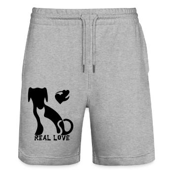 Echte Liebeskatzen - Stanley/Stella Unisex Bio Joggingshorts Trainer  - Grau meliert - Vorne - Nik (191cm) & Marisol (170cm)
