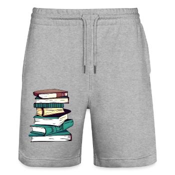 Lecture Livre Amateur Cadeau Livres Lecteur Livre - Short de jogging bio TRAINER Stanley/Stella unisexe - gris chiné - Devant - Nik (191cm) & Marisol (170cm)