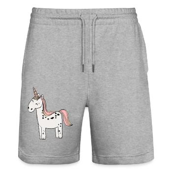 Einhorn - Stanley/Stella Unisex Bio Joggingshorts Trainer  - Grau meliert - Vorne - Nik (191cm) & Marisol (170cm)