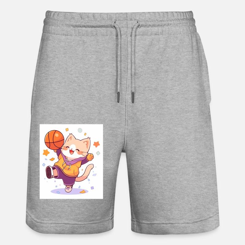 Chat avec basket-ball - Short de jogging bio TRAINER Stanley/Stella unisexe - gris chiné