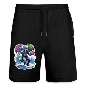 Cthulhu spielt Basketball - Stanley/Stella Unisex Bio Joggingshorts Trainer  - Schwarz - Vorne - Nik (191cm) & Marisol (170cm)